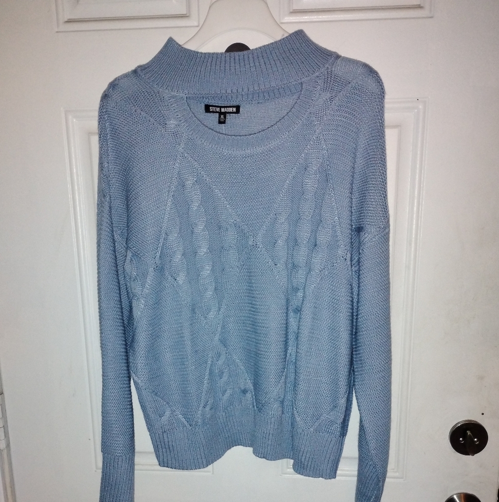 Steve Madden Light Blue Cable Knit Sweater